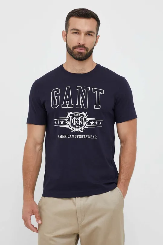 granatowy Gant t-shirt bawełniany