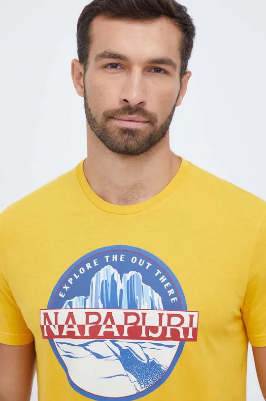 κίτρινο Βαμβακερό μπλουζάκι Napapijri
