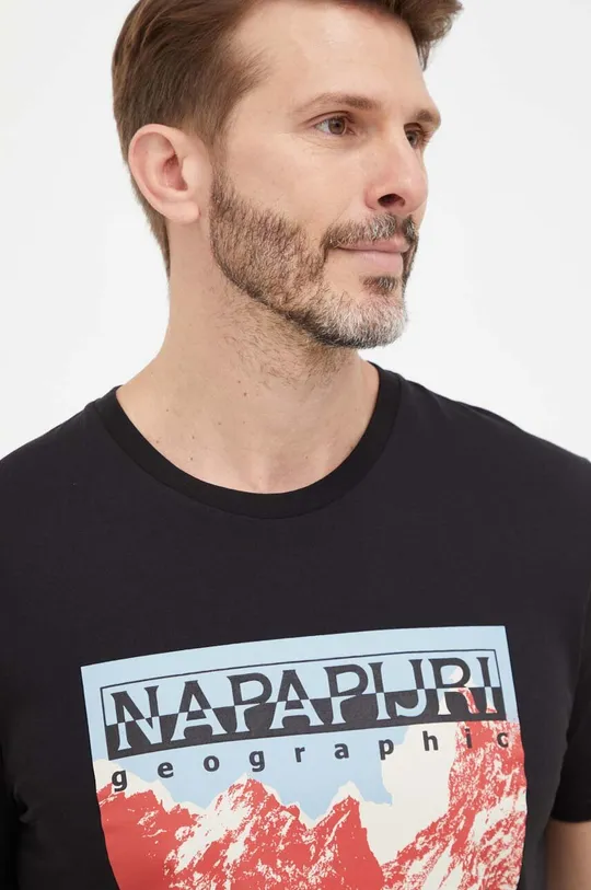 črna Bombažna kratka majica Napapijri