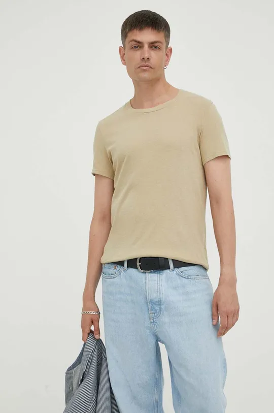 bež Bombažna kratka majica American Vintage Moški