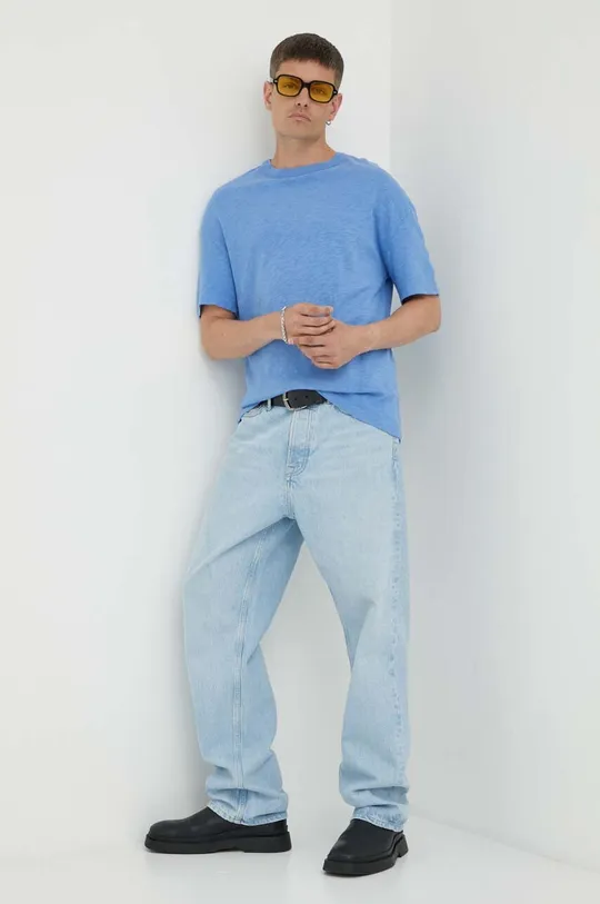 vijolična Bombažna kratka majica American Vintage Moški