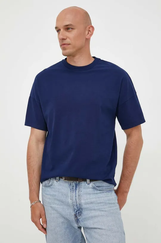 тёмно-синий Хлопковая футболка American Vintage Мужской