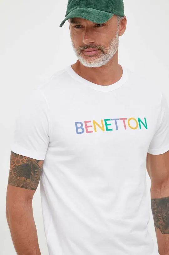 белый Хлопковая футболка United Colors of Benetton Мужской