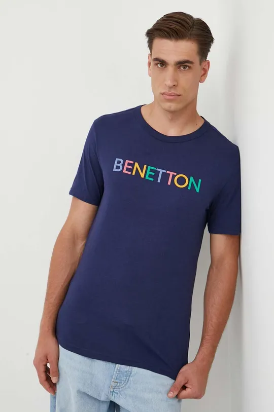 σκούρο μπλε Βαμβακερό μπλουζάκι United Colors of Benetton Ανδρικά