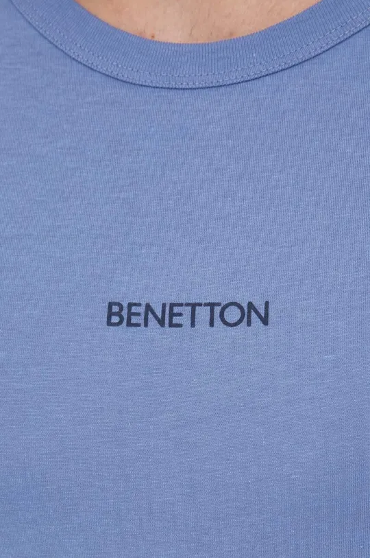 μπλε Βαμβακερό μπλουζάκι United Colors of Benetton