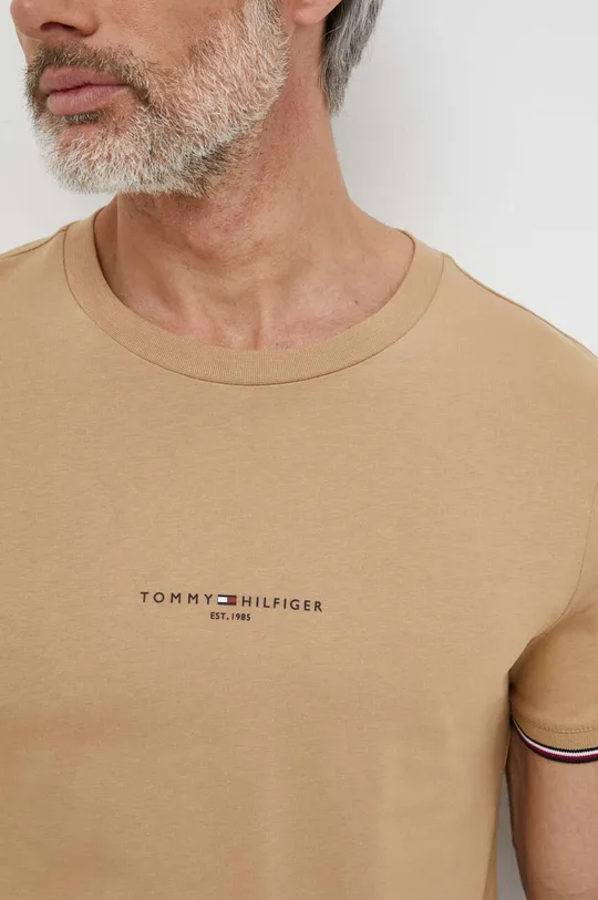 бежевый Хлопковая футболка Tommy Hilfiger
