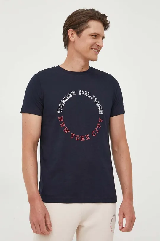 granatowy Tommy Hilfiger t-shirt bawełniany Męski