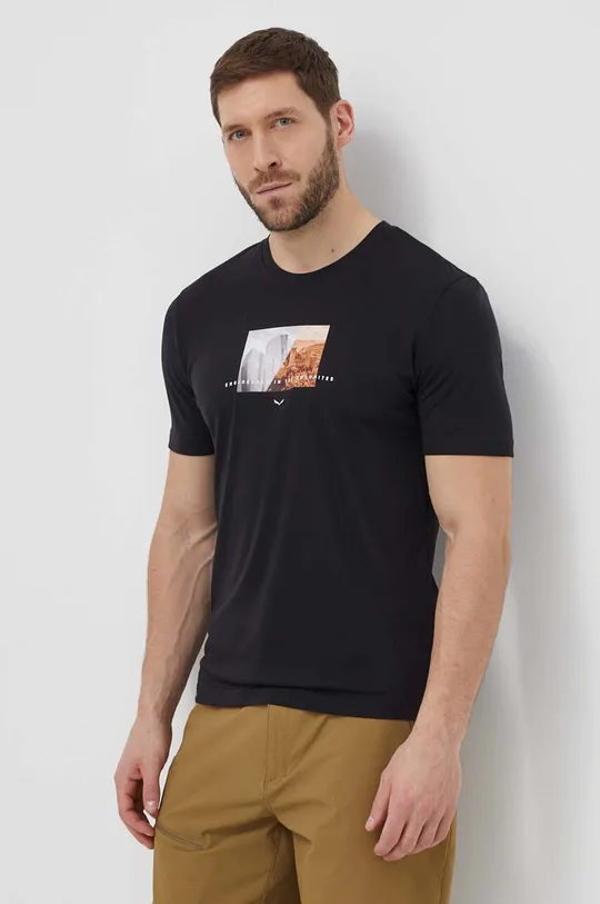 czarny Salewa t-shirt sportowy Pure Design Dry