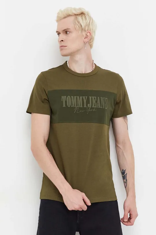 zelená Bavlnené tričko Tommy Jeans Pánsky