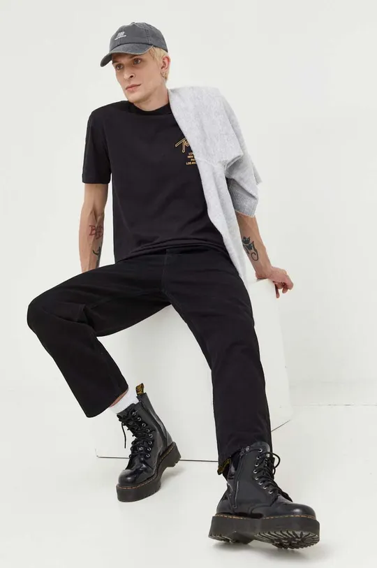Βαμβακερό μπλουζάκι Tommy Jeans μαύρο