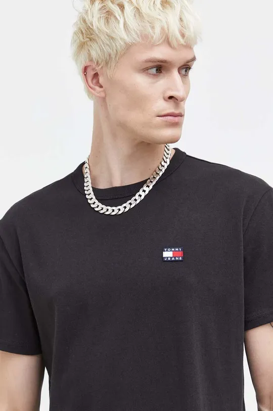 czarny Tommy Jeans t-shirt bawełniany