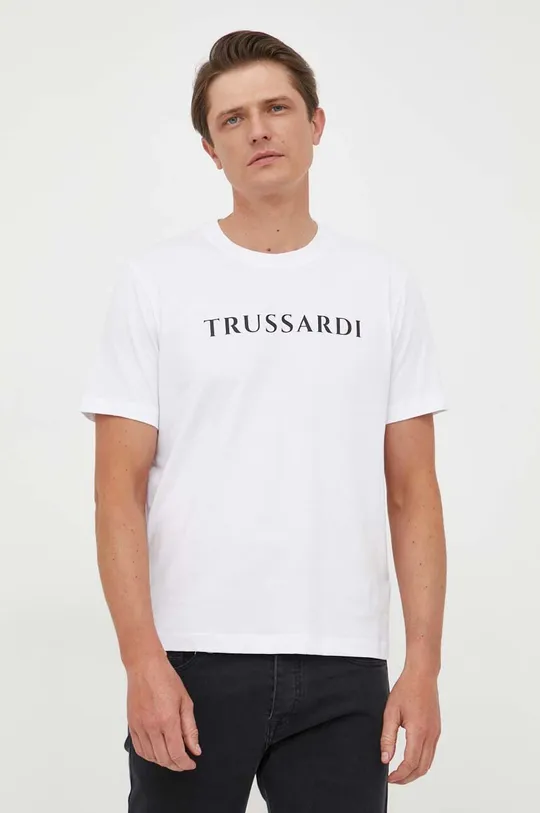 λευκό Βαμβακερό μπλουζάκι Trussardi Ανδρικά