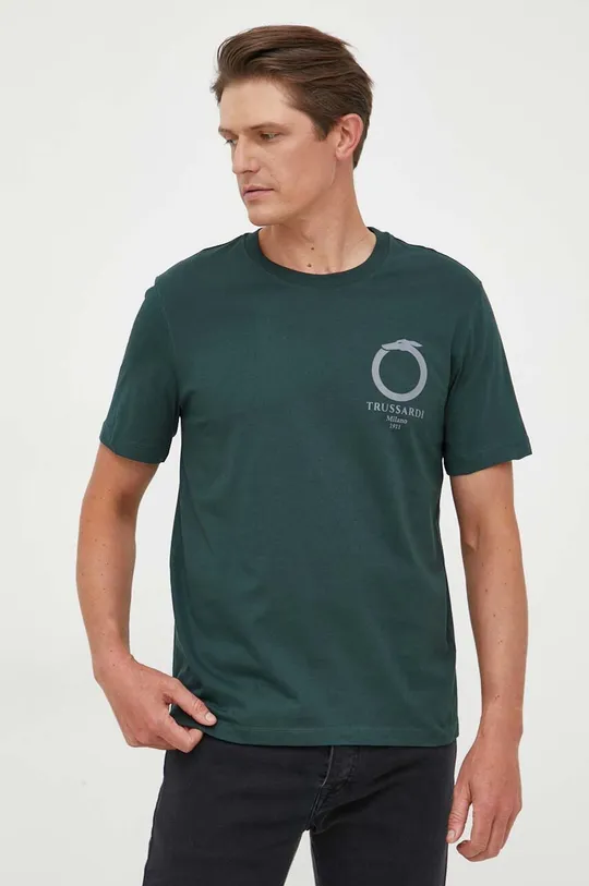 зелёный Хлопковая футболка Trussardi Мужской