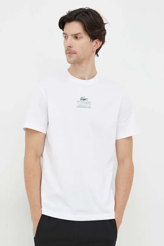 biały Lacoste t-shirt bawełniany