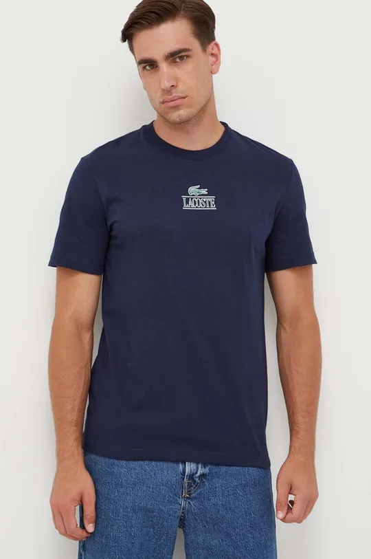 тёмно-синий Хлопковая футболка Lacoste Мужской
