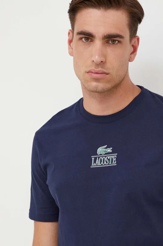 mornarsko modra Bombažna kratka majica Lacoste