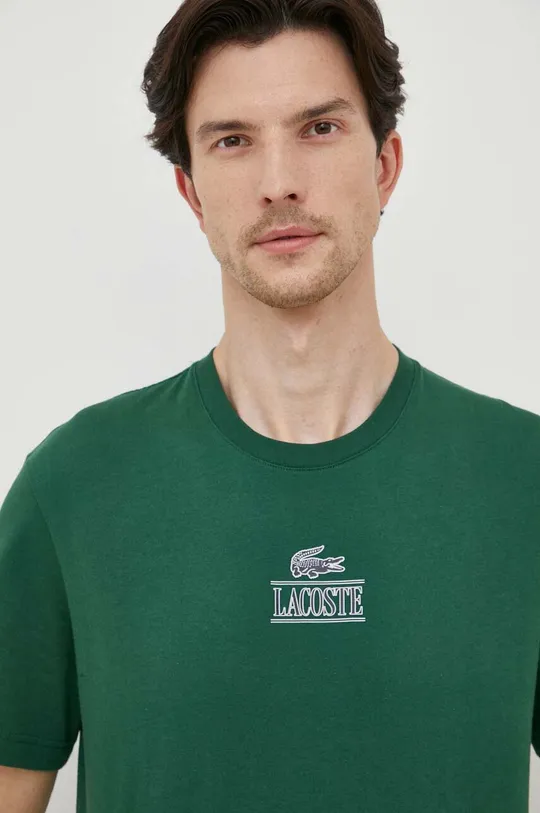 зелен Памучна тениска Lacoste
