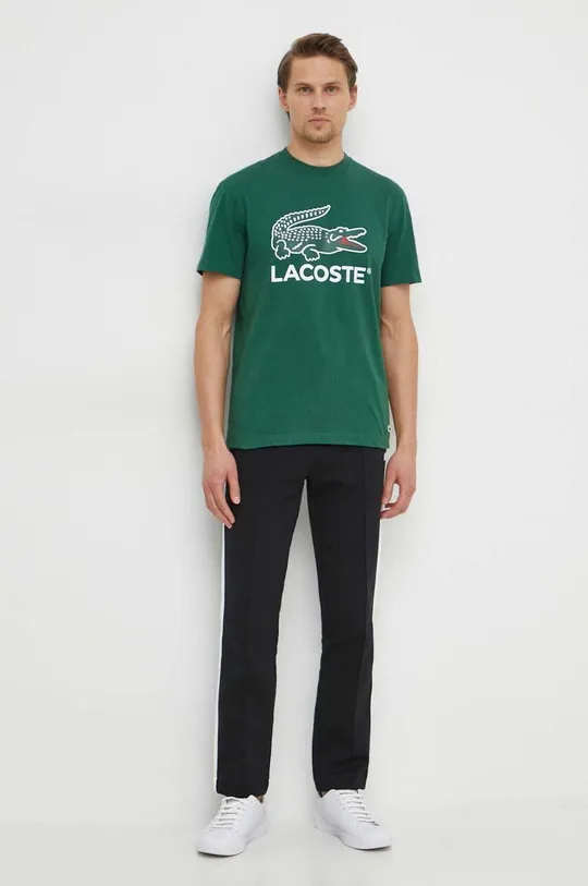 Bombažna kratka majica Lacoste zelena