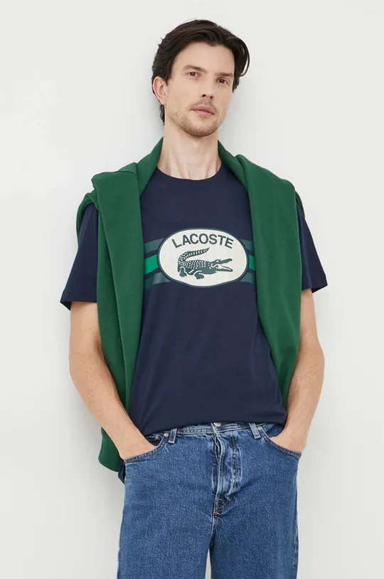 granatowy Lacoste t-shirt bawełniany Męski