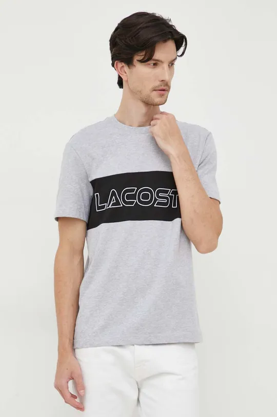 siva Bombažna kratka majica Lacoste Moški