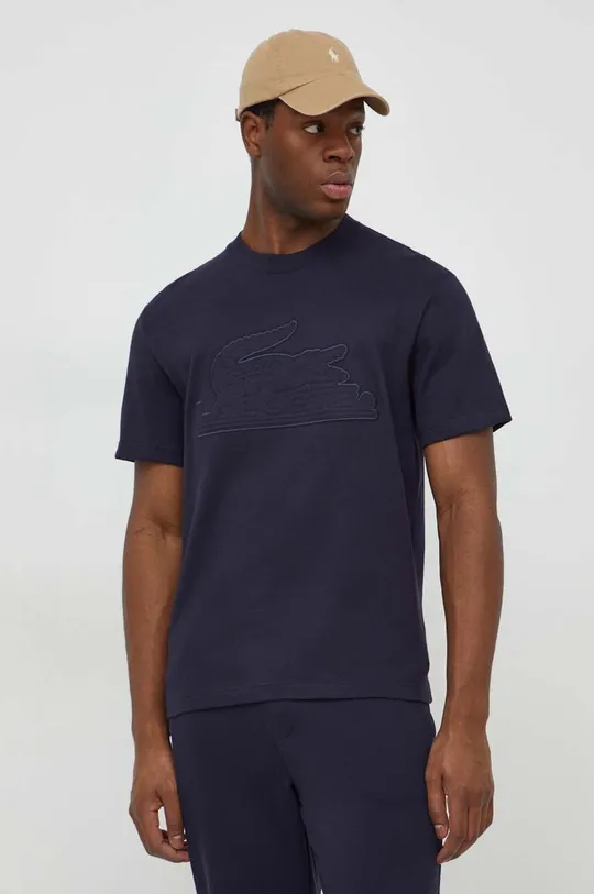 granatowy Lacoste t-shirt bawełniany