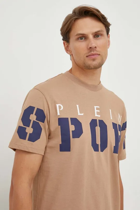 beżowy PLEIN SPORT t-shirt bawełniany