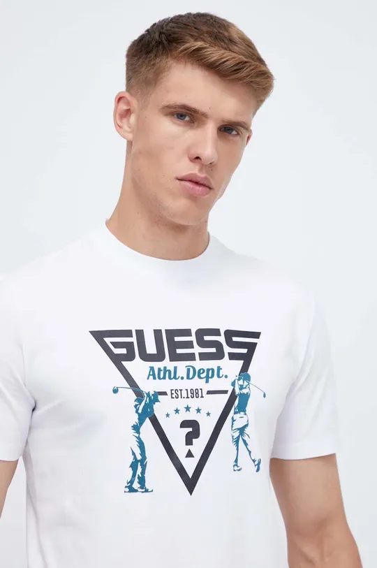 biały Guess t-shirt Męski