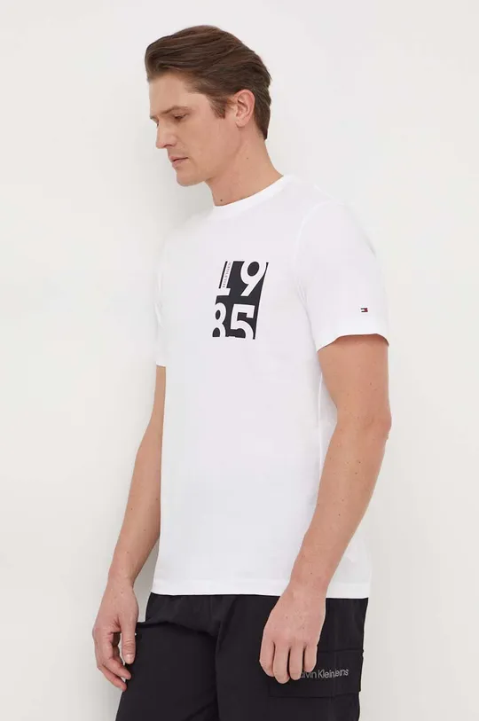 biały Tommy Hilfiger t-shirt bawełniany Męski