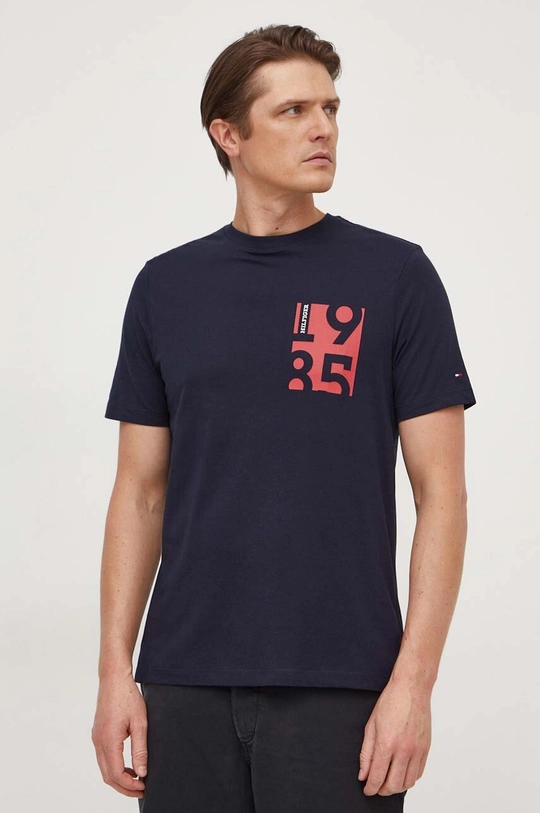 granatowy Tommy Hilfiger t-shirt bawełniany