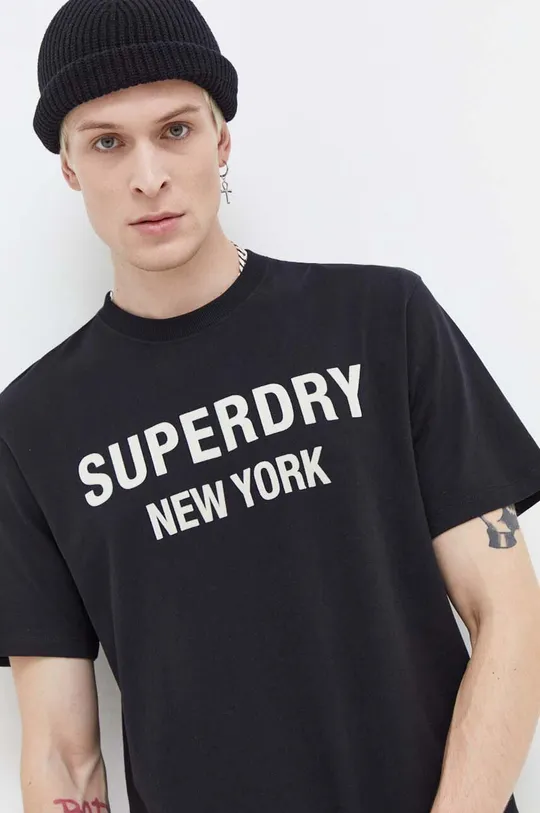 crna Pamučna majica Superdry Muški
