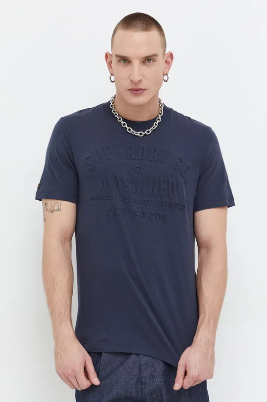 mornarsko modra Bombažna kratka majica Superdry Moški