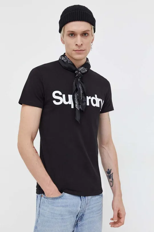 чёрный Хлопковая футболка Superdry