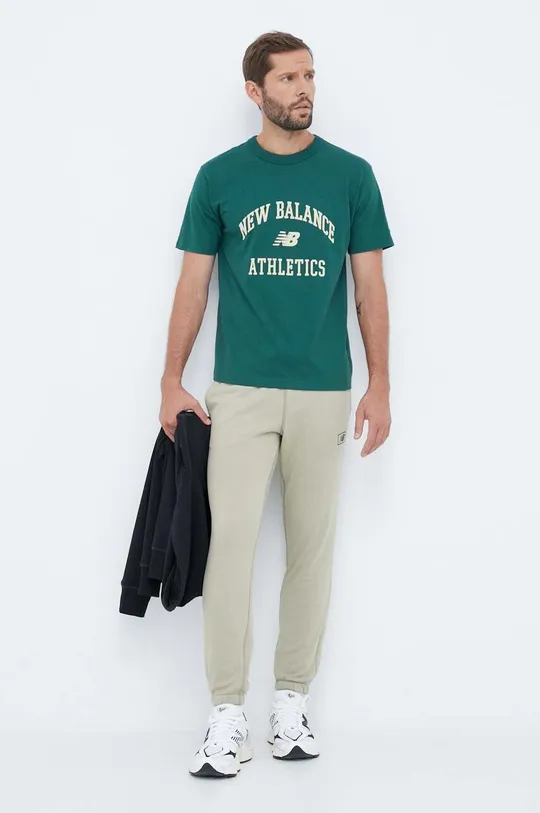 Бавовняна футболка New Balance зелений
