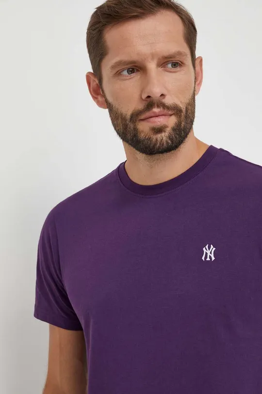 vijolična Bombažna kratka majica 47 brand MLB New York Yankees