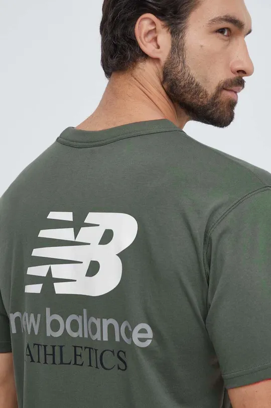 зелёный Хлопковая футболка New Balance Мужской