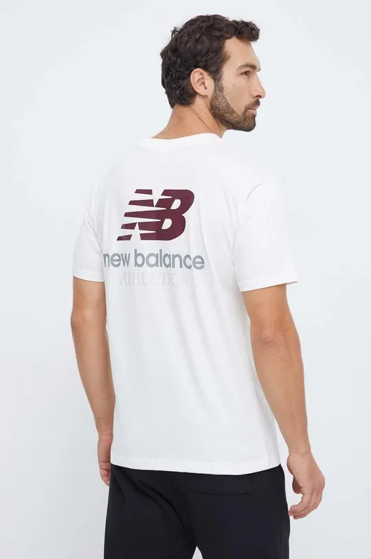 bež Bombažna kratka majica New Balance