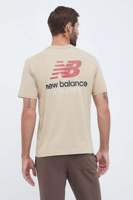 bež Bombažna kratka majica New Balance