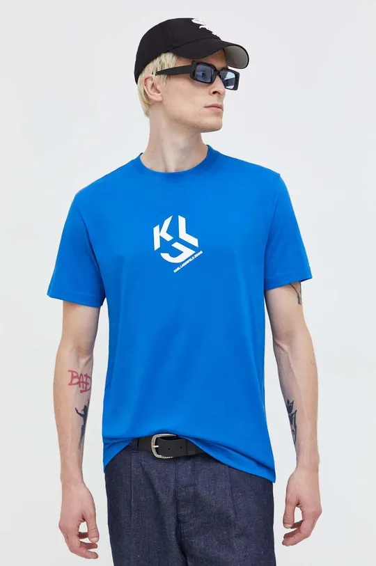 Бавовняна футболка Karl Lagerfeld Jeans блакитний