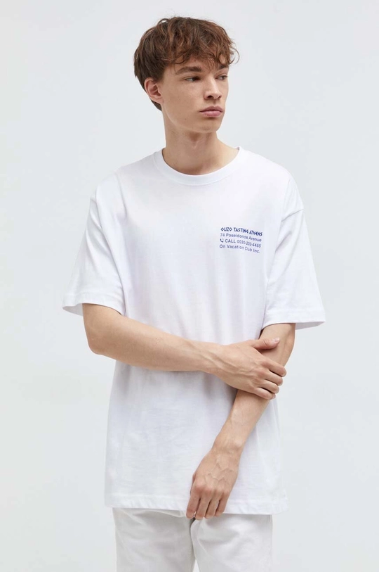 On Vacation t-shirt in cotone bianco