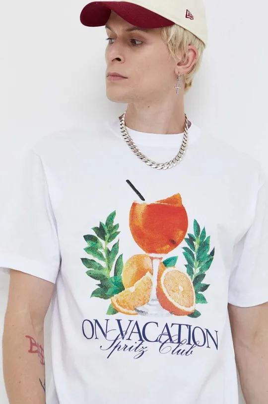 fehér On Vacation pamut póló