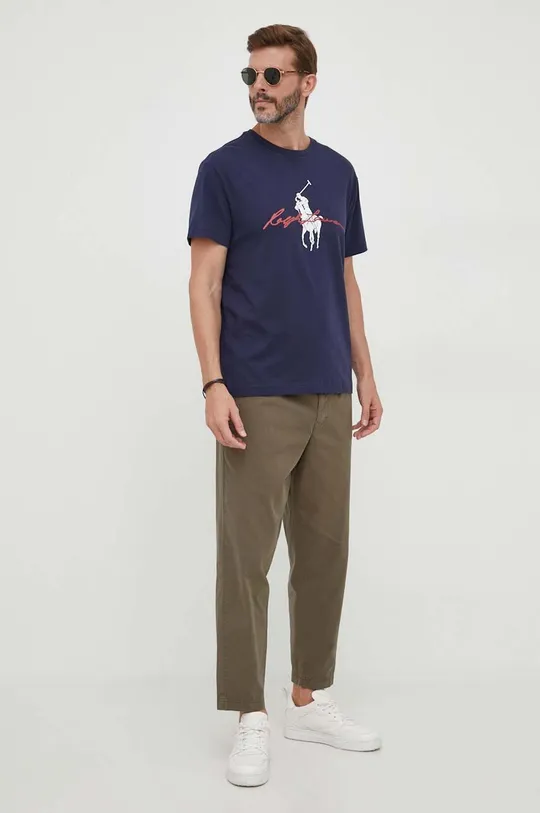 granatowy Polo Ralph Lauren t-shirt bawełniany Męski