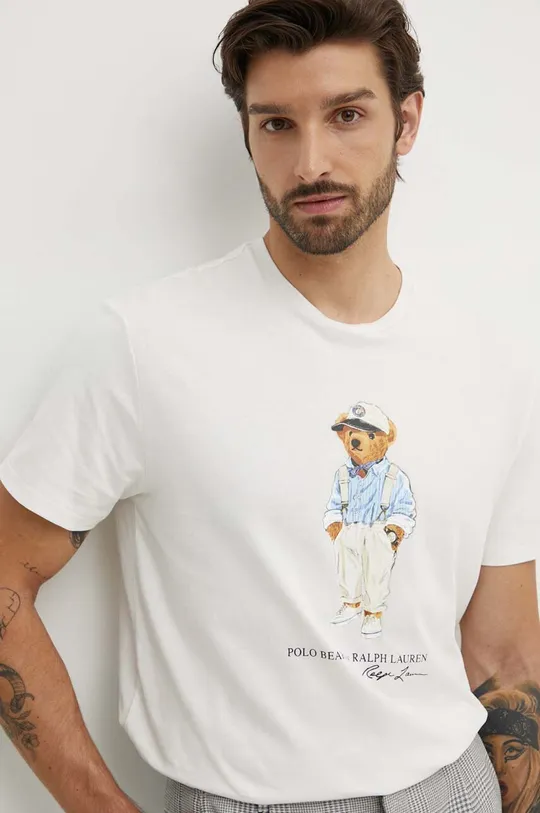 белый Хлопковая футболка Polo Ralph Lauren Мужской