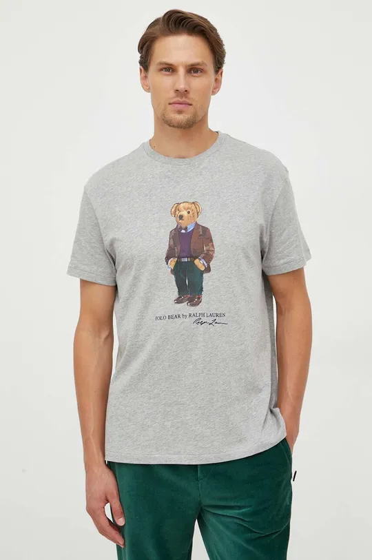 γκρί Βαμβακερό μπλουζάκι Polo Ralph Lauren Ανδρικά