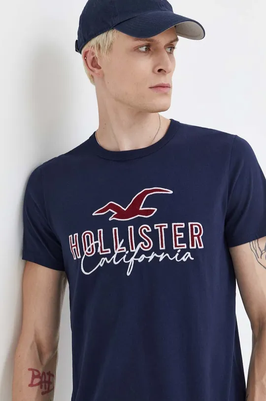 σκούρο μπλε Βαμβακερό μπλουζάκι Hollister Co.