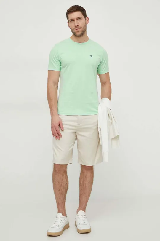 Βαμβακερό μπλουζάκι Barbour πράσινο