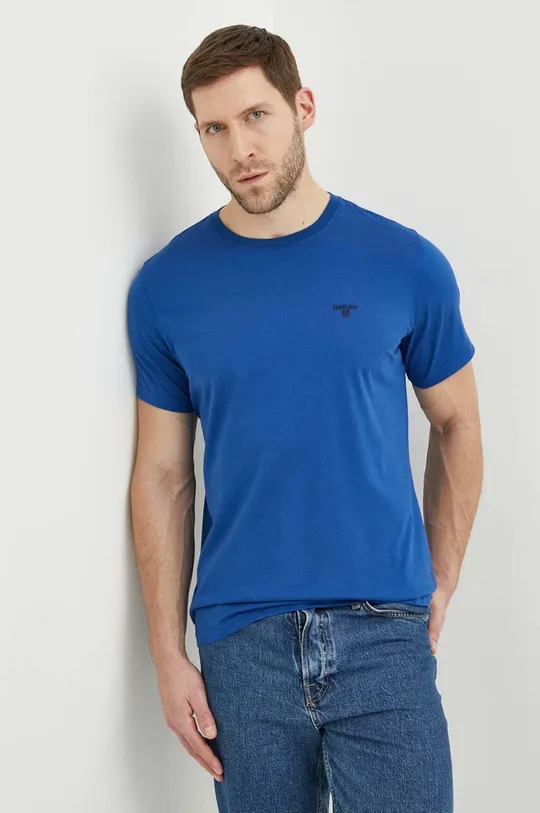 modra Bombažna kratka majica Barbour Moški