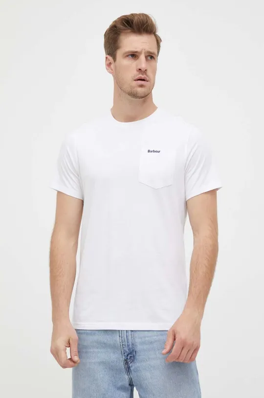 λευκό Βαμβακερό μπλουζάκι Barbour Ανδρικά