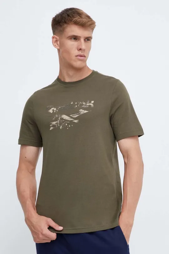 πράσινο Βαμβακερό μπλουζάκι Reebok Ανδρικά