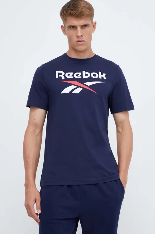 granatowy Reebok t-shirt bawełniany IDENTITY