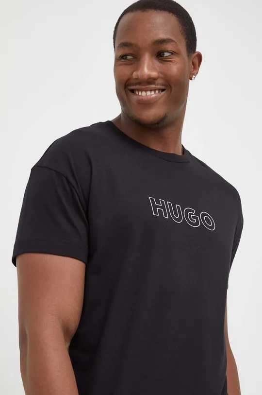 czarny HUGO t-shirt lounge Męski